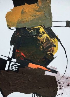 Canlı kırmızı altın sarısı minimalizm. Sıcak renkler. Soyut resim kompozisyon arka plan dokusu.