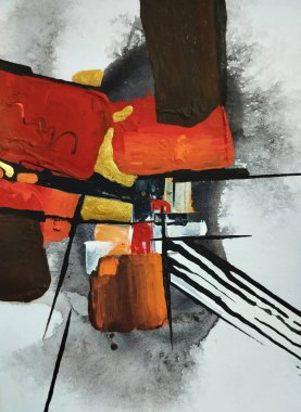 Canlı kırmızı altın sarısı minimalizm. Sıcak renkler. Soyut resim kompozisyon arka plan dokusu.