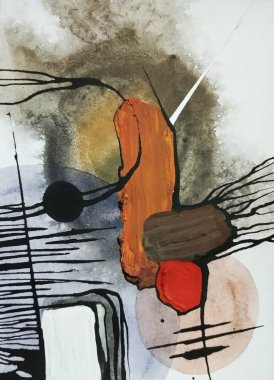 Canlı kırmızı altın sarısı minimalizm. Sıcak renkler. Soyut resim kompozisyon arka plan dokusu.