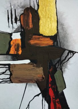 Canlı kırmızı altın sarısı minimalizm. Sıcak renkler. Soyut resim kompozisyon arka plan dokusu.