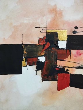 Canlı kırmızı altın sarısı minimalizm. Sıcak renkler. Soyut resim kompozisyon arka plan dokusu.