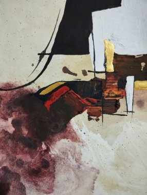 Canlı kırmızı altın sarısı minimalizm. Sıcak renkler. Soyut resim kompozisyon arka plan dokusu.