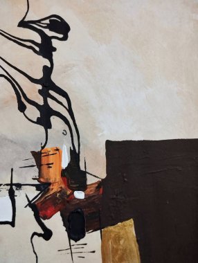 Canlı kırmızı altın sarısı minimalizm. Sıcak renkler. Soyut resim kompozisyon arka plan dokusu.