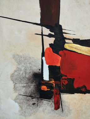 Canlı kırmızı altın sarısı minimalizm. Sıcak renkler. Soyut resim kompozisyon arka plan dokusu.