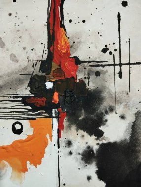 Canlı kırmızı altın sarısı minimalizm. Sıcak renkler. Soyut resim kompozisyon arka plan dokusu.