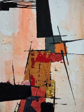 Canlı kırmızı altın sarısı minimalizm. Sıcak renkler. Soyut resim kompozisyon arka plan dokusu.