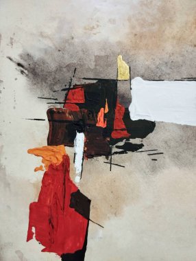 Canlı kırmızı altın sarısı minimalizm. Sıcak renkler. Soyut resim kompozisyon arka plan dokusu.