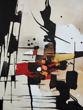 Canlı kırmızı altın sarısı minimalizm. Sıcak renkler. Soyut resim kompozisyon arka plan dokusu.