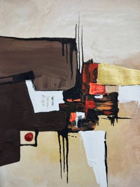 Canlı kırmızı altın sarısı minimalizm. Sıcak renkler. Soyut resim kompozisyon arka plan dokusu.