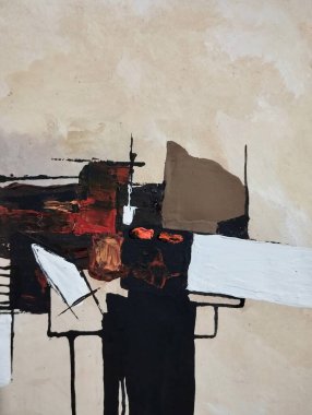 Canlı kırmızı altın sarısı minimalizm. Sıcak renkler. Soyut resim kompozisyon arka plan dokusu.