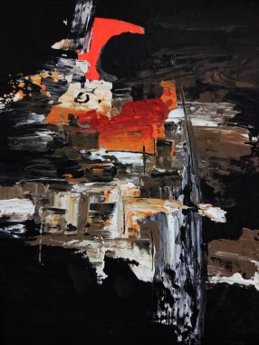 Minimalizm çağdaş kırmızı gri soyut resim kompozisyonu