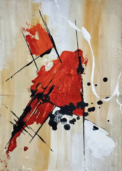 Minimalist klasik canlı kırmızı gri sanatsal soyut sanat kompozisyonu