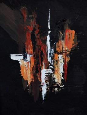 Minimalizm çağdaş kırmızı gri soyut resim kompozisyonu