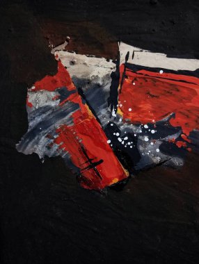 Minimalizm çağdaş kırmızı gri soyut resim kompozisyonu