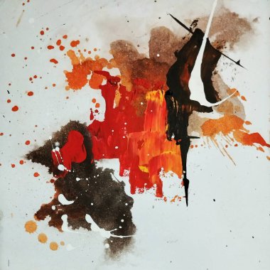 Sıcak kırmızı kahverengi kompozisyonda dışavurumculuk üzerine çağdaş soyut resmin ritmi