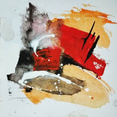 Sıcak kırmızı kahverengi kompozisyonda dışavurumculuk üzerine çağdaş soyut resmin ritmi