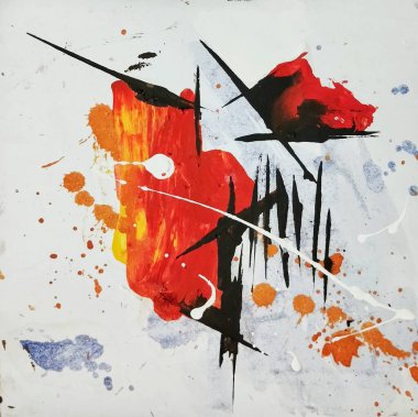 Sıcak kırmızı kahverengi kompozisyonda dışavurumculuk üzerine çağdaş soyut resmin ritmi