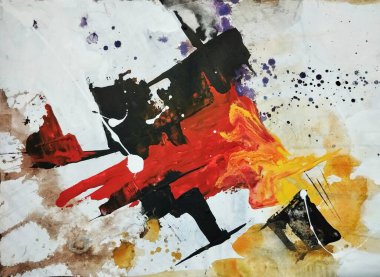 Sıcak kırmızı kahverengi kompozisyonda dışavurumculuk üzerine çağdaş soyut resmin ritmi