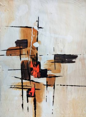 Sıcak kırmızı kahverengi kompozisyonda dışavurumculuk üzerine çağdaş soyut resmin ritmi