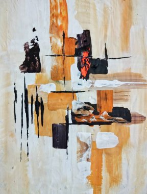 Sıcak kırmızı kahverengi kompozisyonda dışavurumculuk üzerine çağdaş soyut resmin ritmi