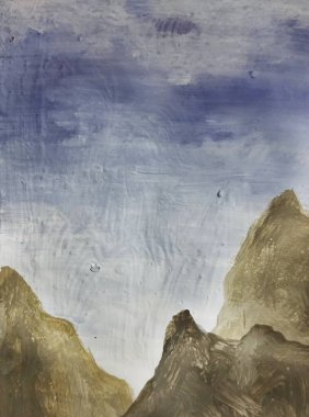 Bulut, gökyüzü, günbatımı, ağaç, kaya arkaplan dokusunun çağdaş tonlama manzara resmi