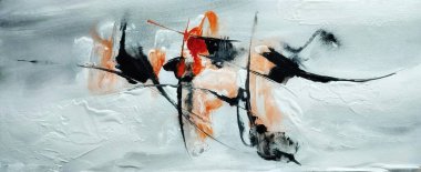 Çağdaş geometrik kübizm soyut resim kırmızı turuncu siyah ton renk bileşimi