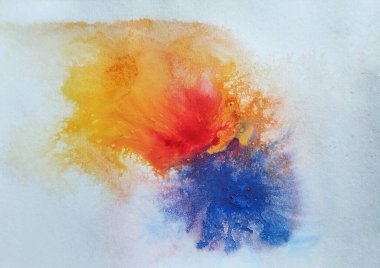 Soyut dışavurumculuk canlı renk değişimi kırmızı mavi sarı kompozisyonda patlama