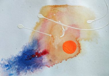 Soyut dışavurumculuk canlı renk değişimi kırmızı mavi sarı kompozisyonda patlama