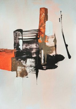 Çağdaş geometrik kübizm soyut resim toprak ton renk kompozisyonu