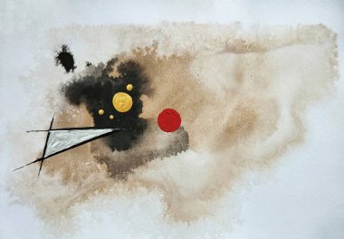 Minimalist noktalar canlı gradyan yumuşak kahverengi renkler soyut resim kompozisyonu 