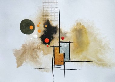 Minimalist noktalar canlı gradyan yumuşak kahverengi renkler soyut resim kompozisyonu 