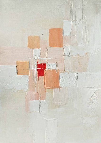 Contemporary geometric cubism abstract painting in earthy tone color composition