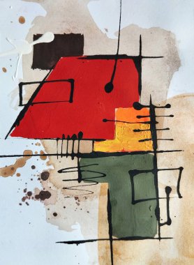 Dinamik Geometri Kırmızı, Kahverengi ve Toprak Tonlarında Kalın Sanat Rengi