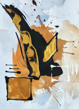 Golden Energy Abstract Expressionist Art in Black and Gold Color composition clipart