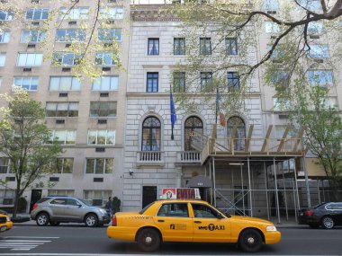 New York, NY, USA - 04-13-2012: the French Consulate in New York City in the spring, NY, USA clipart