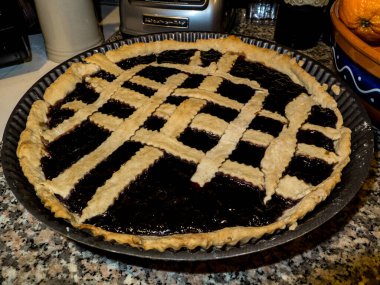 Berkeley Heights, NJ, ABD - 03-01-2015: Mutfakta ev yapımı meyve reçelli turta