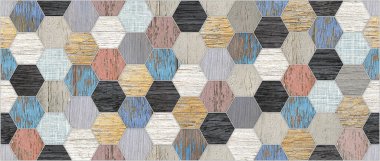 Altıgen mozaiksiz duvar ve zemin modern soyut geometrik desenli.