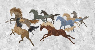  Mermer soyut şanslı at..