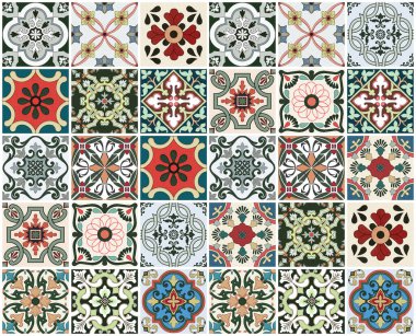 Renkli Fas seramik deseninin soyut arkaplanı.