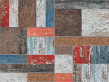 Modern soyut mozaik geometrik desenli, pürüzsüz duvar ve zemin.