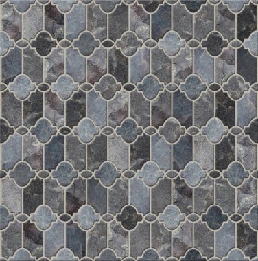 Modern soyut mozaik geometrik desenli mermer, pürüzsüz duvar ve zemin.