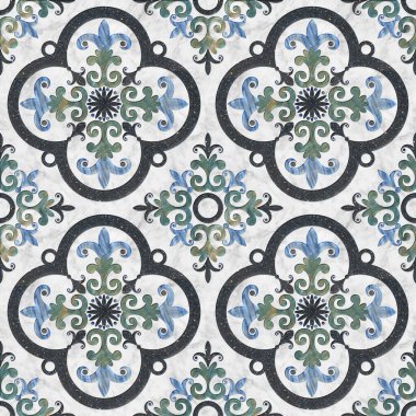 Duvar fayansları ve zemin fayansları için soyut tasarım deseni, mermer fayans mozaiği, geometrik.