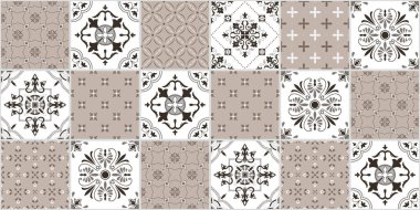 Vintage dekoratif bir görünüm için karışık ayrıntıları döşer. Seramik boya kat, koleksiyon Patchwork süsleme