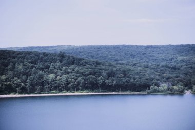 Devils lake view with bluffs. High quality photo clipart