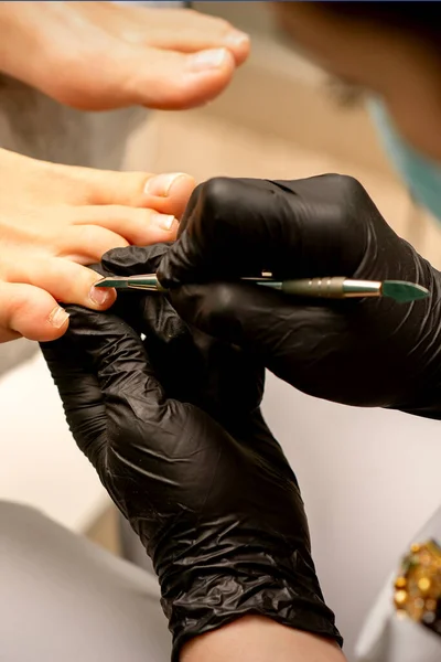 Professionele Pedicure Proces Van Nagelriemen Verwijderen Vrouwelijke Tenen Spa Salon — Stockfoto