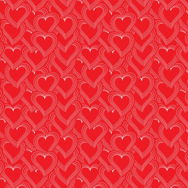 Red hearts seamless pattern. Love concept. Vector Illustration