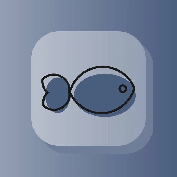 Square Button Fish Outline Icon Flat Symbol Sign Vector Illustration — стоковый вектор