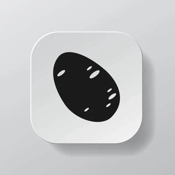 White Square Button Potato Line Icon Black Outline Potato White — Stock Vector
