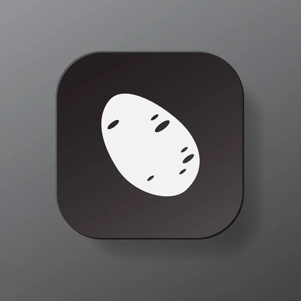 Black Square Button White Potato Outline Icon Potato Black Plate — Stock Vector