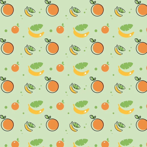 Seamless Pattern Orange Banana Fresh Fruit Healthy Vitamin Nutrition Wallpaper — Stock Vector